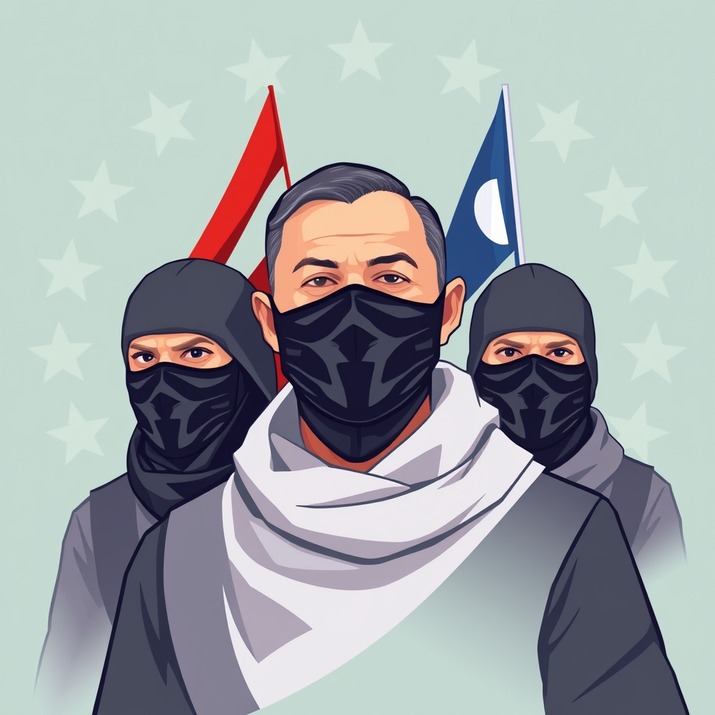 Masked demonstrators