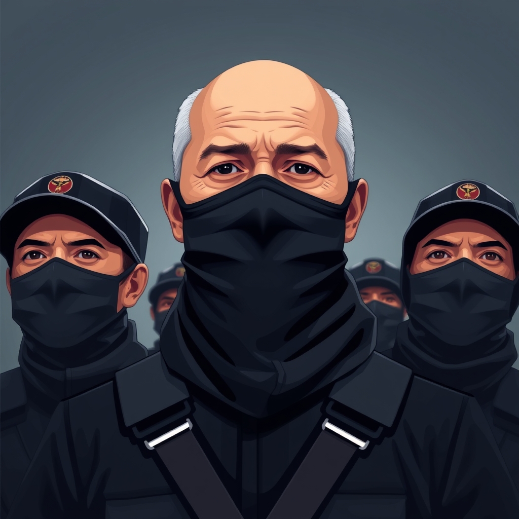 Masked protesters