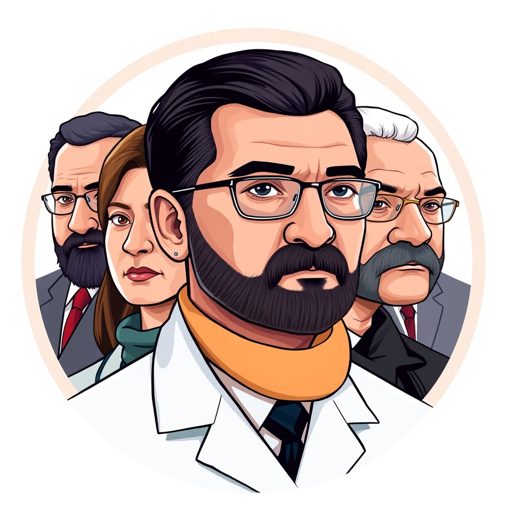 Seven healthcare professionals